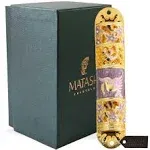 Matashi Hand Painted Enamel Mezuzah Embellished with A Floral Design with Gold Accents and High Quality Crystals