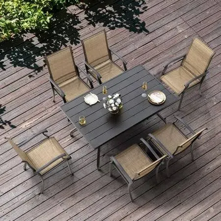 Outdoor 7-Piece Dining Set, Textilene Fabric, Powder-coated Iron Frame - Bed Bath & Beyond - 33135038