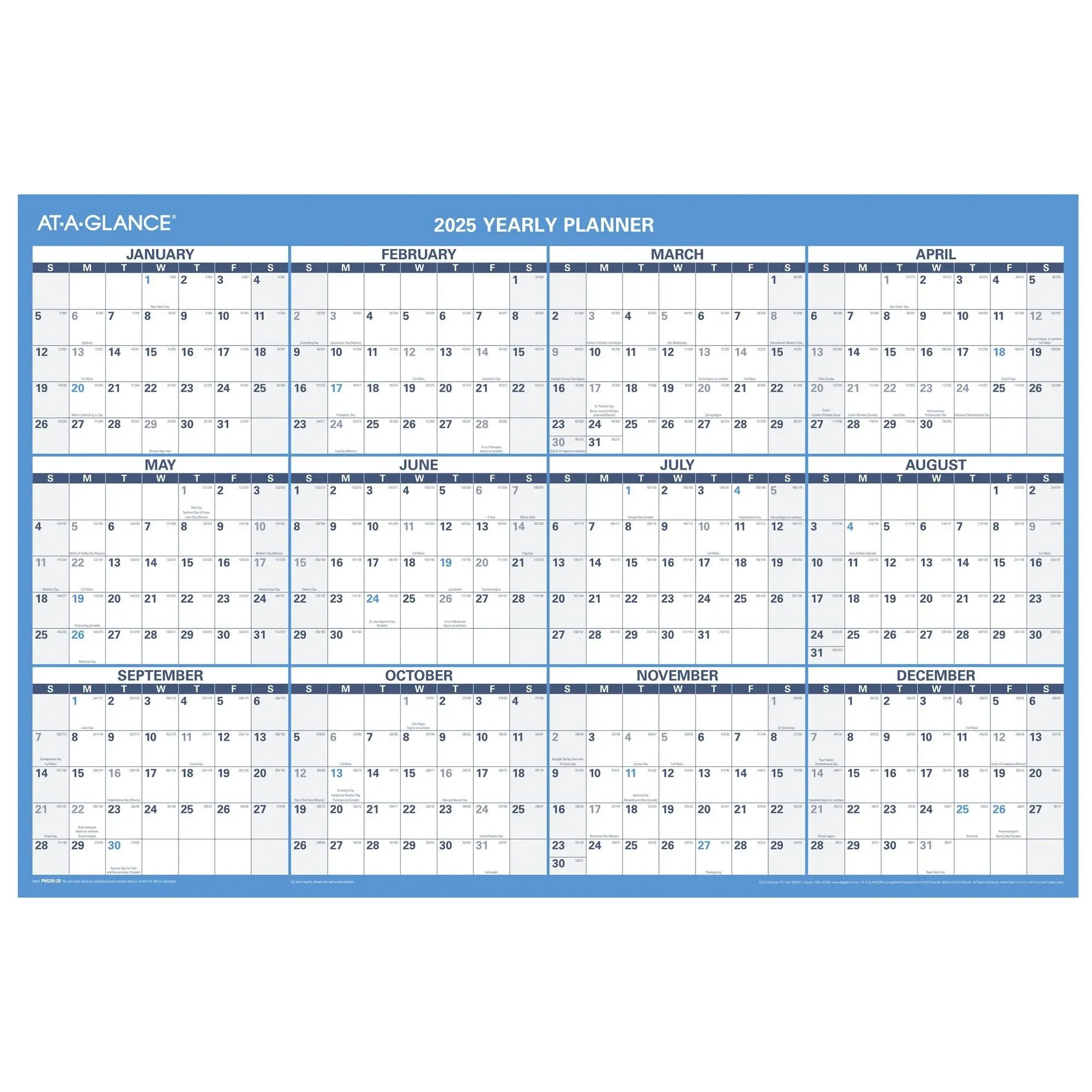 At-a-glance Horizontal Reversible Erasable Wall Calendar