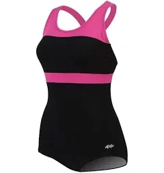 Dolfin Women&#039;s Reliance Colorblock DBX Back Swimsuit (Black/Pink) NWT 34/8