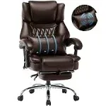 High Back Office Chair with Footrest - Reclining Executive Computer Chair with Massaging Lumbar Cushion Home Office Desk Chair with Adjustable Angle