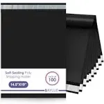 Black Poly Mailers 14.5x19 Size #7 | 100 Pcs Bulk | Shipping Envelopes Self-S...