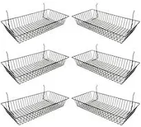 Wire Baskets for Grid Wall and Slat Wall - Wire Basket 24&#034; L x 12&#034; D x 4&#034; H -6PK