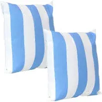 Sunnydaze Square Throw Pillow Cover - 17 In - Beach-Bound Stripe - Set Of 2