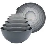 Cook with Color Mixing Bowls with TPR Lids - 12 Piece Plastic Nesting Bowls Set Includes 6 Prep Bowls and 6 Lids