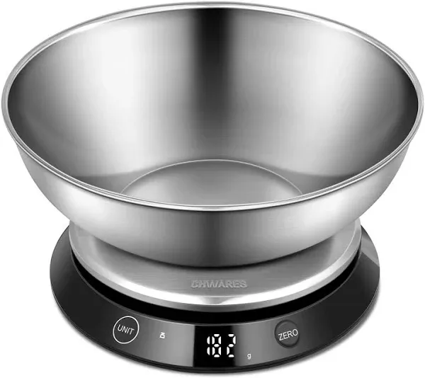 Food Scale, Digital Kitchen Scale Silverblack+St<wbr/>ainless Steel Bowl 