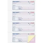 Adams Money and Rent Receipt Book 3-Part Carbonless White/Canary/Pink 7 5/8" x 10 7/8" 100 Sets per Book 5 Books 500 Sets Total (TC1182)