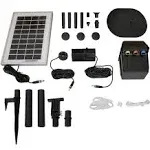 Sunnydaze 66 GPH Solar Water Fountain Pump and Solar Panel Kit with Battery Pack and LED Light - 36-Inch Lift