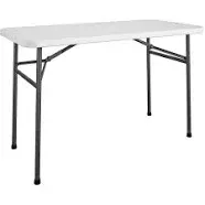 COSCO 4 ft. Straight Folding Utility Table, White, Indoor &amp; Outdoor, Portable...