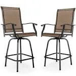 Swivel 2-Piece Steel Outdoor High Bar Stools