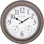 La Crosse Clock 433-3267TH 26.2" Indoor/Outdoor Brushed Gray Oak Analog Quartz