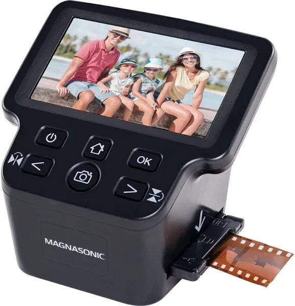 Magnasonic All-in-One 24MP Film Scanner with Large 5" Display & HDMI, Converts 35mm/126/110/Super 8 Film & 135/126/110 Slides into Digital Photos, Built-in Memory with a HDMI Cable