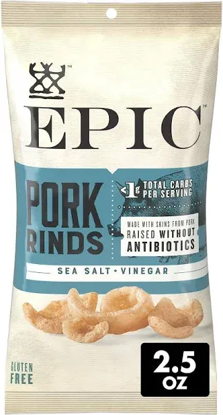 Epic Sea Salt & Vinegar Artisanal Pork Rinds, 2.5 oz.