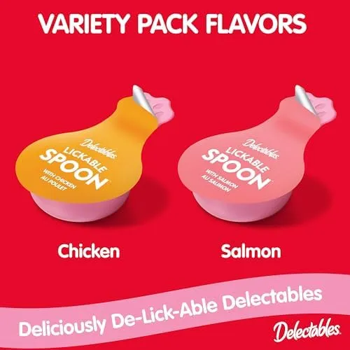 New Delectables Lickable Spoon Interactive Lickable Cat Treats for Quick &amp; Ea...