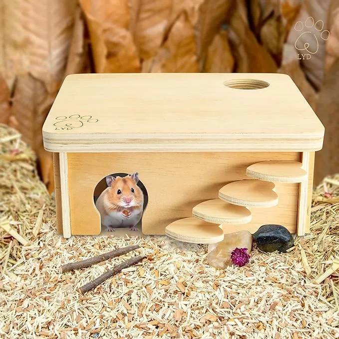 LYD Multi Chamber Wooden Hamster mice Gerbils or Other Small Animal Hide Out ...