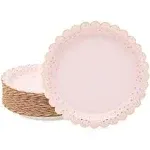 48-Pack Scalloped Polka Dot Paper Plates, Rose Gold 30th Birthday Decorations for Her (7 in)