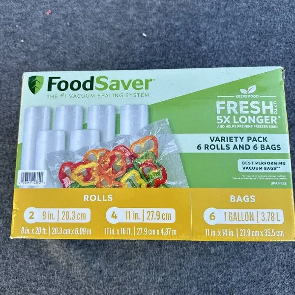 FoodSaver Roll Combo Pack - Heat Seal Rolls - Custom and Pre-Cut Freezer Bags