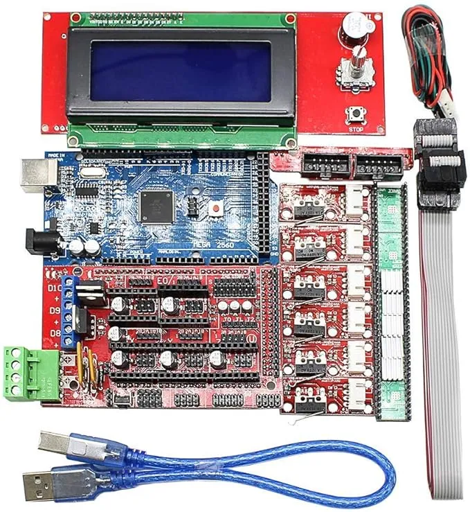 Eiechip® CNC 3D Printer Kit for Arduino Mega 2560 R3 + RAMPS 1.4 Controller + LCD 2004 + 6X Limit Switch Endstop + 5 A4988 Stepper Driver 3D Printer