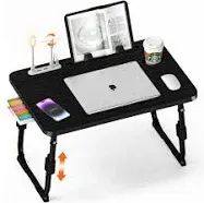 DECOSIS Laptop Desk Bed Height Adjustable Bed Table with USB/Storage Drawer/Cup Holder/Tablet Stand/Book Shelf