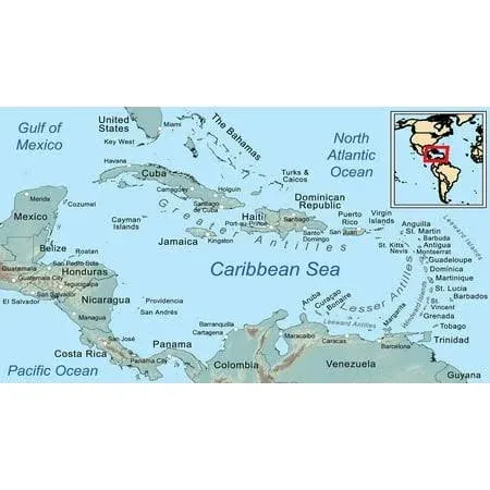 Palmetto Posters Large General Map of The Caribbean Laminated Poster