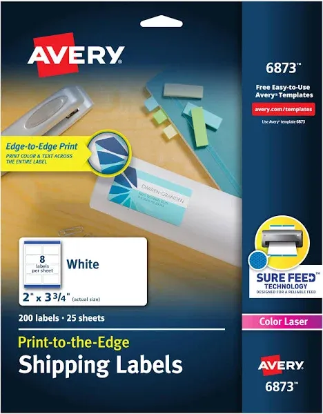 Avery Vibrant Laser Color-Print Labels w Sure Feed