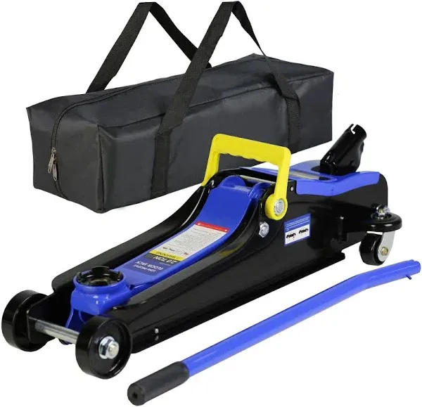 Goujxcy 2 Ton Low Profile Car Jack, Heavy Duty Steel Racing Floor Jack with Single Piston Quick Lift Pump, Lifting Range 3.3"-15.2", Hydraulic Professional Trolley Jack 2 Ton/4000 LBS Capacity, Blue