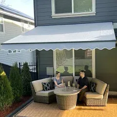 ALEKO Motorized Half Cassette 12 x 10 ft Retractable Home Patio Awning Sky Blue  | eBay