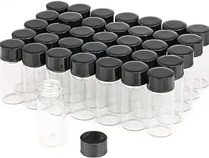 50 Pack,5ml (1/6 oz) Clear Glass Liquid Sample Vial with Screw Caps,Empty Refillable Travel Glass Essential Oil Bottle Preservation Storage Test Vials Container-FREE Funnel&Dropper