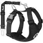 Lukovee Dog Seat Belt for Car, Adjustable Dog Car Harness for Large Medium Small Dogs, Soft Padded & Breathable Mesh Dog Seatbelt with Car Vehicle Connector Strap (Black,XXX-Small)