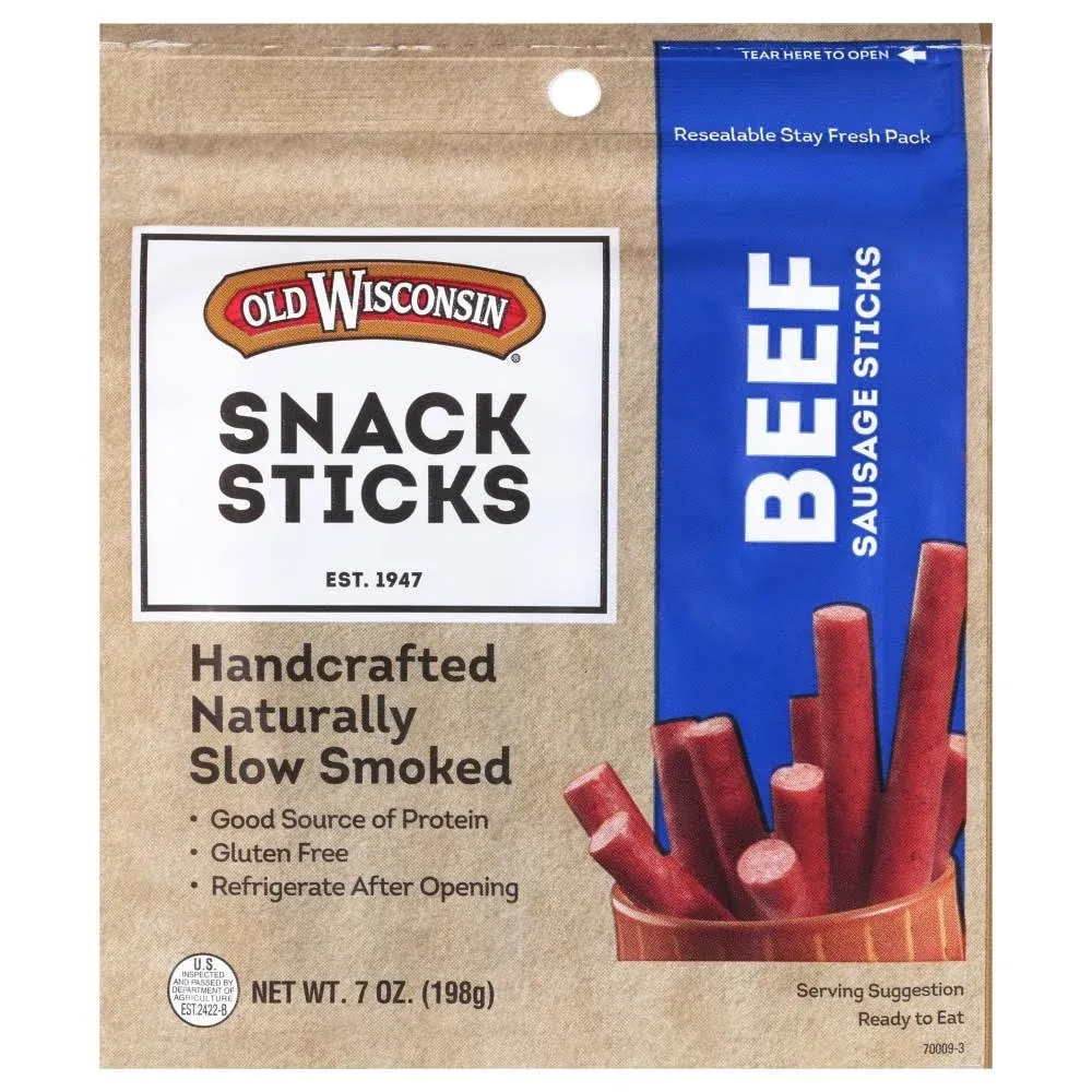 Old Wisconsin Snack Sticks, Beef Sausage - 7 oz