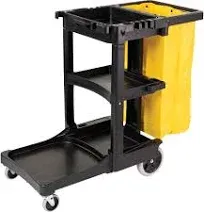 Rubbermaid Commercial Fg617388bla Janitor Cleaning Cart With Zip Bag, 24 Gal