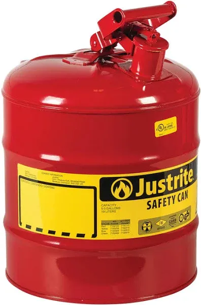 Justrite Mfg. Co. 7150100 5 Gal/19L Safety Can, Red