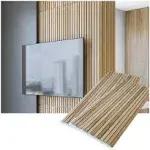 Solid Wood Slat Wall Panels | Set of 2 Wood Panels - White Ash w/ Grey Felt