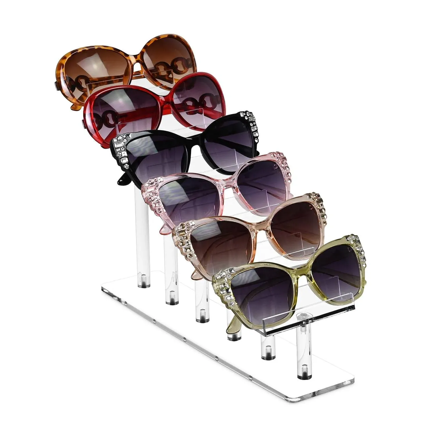 MOOCA 6 Tier Acrylic Eyeglasses Frame Stand, Sunglasses Orgaznizer, Sunglass Holder, Acrylic Sunglasses Display, Sunglas