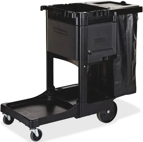 Rubbermaid Janitor Cart Sterilising Cleaning Trolley with Locking Cabinet