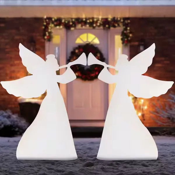 Best Choice Products 3 ft. White PVC Christmas Angel Holiday Yard Decor (Set of 2) SKY6518