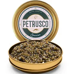 PETRUSCO Royal Ossetra | Delicious and Premium Black Caviar | Gourmet Seafood in a 100g (3.5 oz) Metal Tin, Ossetra Caviar Sourced From Sturgeon Fish, Fine Dining Staple