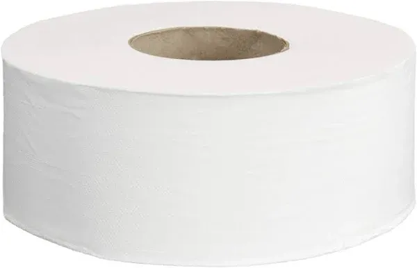 AmazonCommercial FSC Certified 2-Ply 9" Jumbo Toilet Paper, Septic Safe, Compatible with Universal Dispensers, Unscented, 1000 Feet per Roll, 12 Rolls, White