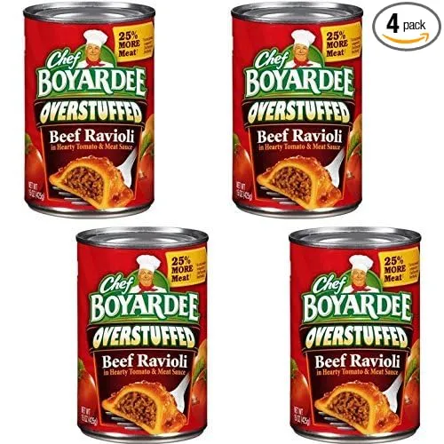 Chef Boyardee Overstuffed Beef Ravioli, 15 Oz (Pack of 4)