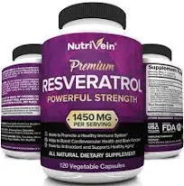 Nutrivein Resveratrol 1450mg - Anti Aging Antioxidant Supplement 120 Capsules