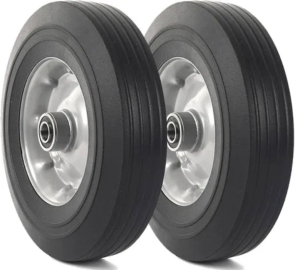 AR-PRO 10" x 2.5" Flat Free Solid Rubber Replacement Tires (2-Pack)