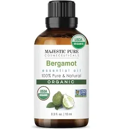 Majestic Pure USDA Organic Bergamot Essential Oil, 0.33 fl oz