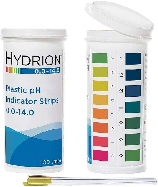 9800 Plastic pH Test Strips, 0.0 - 14.0 pH 1 Vial of 100 strips