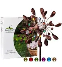 SteadyDoggie Solar Wind Spinner - Metal Garden Decor with Multi-Color Changin...