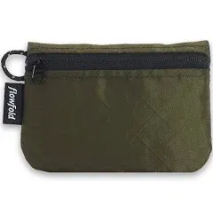 Flowfold Recycled Fabric Mini Zipper Pouch Water Repellent Small Pouch Wallet & Card Pouch for Keys, ID, Coins & AirPods Case Made in USA (Lime Green, Recycled Material)