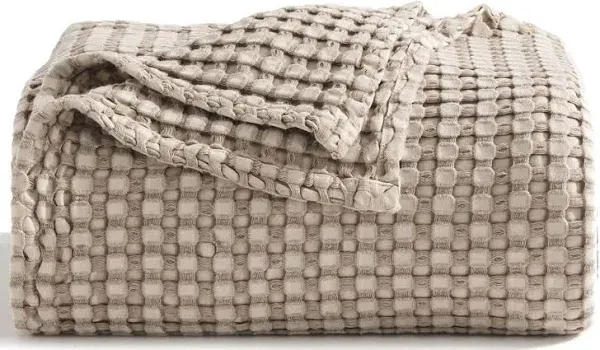 Bedsure Cooling Cotton Waffle Twin XL Blanket - Lightweight Breathable Blanket of Rayon Derived from Bamboo for Hot Sleepers, Luxury Throws for Bed,