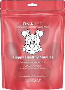 DNA PET Happy Healthy Muscles Supplement for Dogs Beef Isolate Protein 10.58 oz