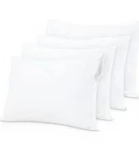 Ntbay 4 Pack Microfiber Standard Waterproof Pillow Protectors with Hidden Zipper, Super Soft Quiet Pillow Protectors, 20x26 inches, White