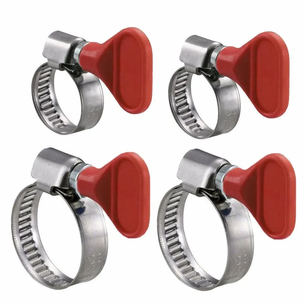 20 Pcs Key Type Twist Adjustable Stainless Steel Hose Clamp Set Kit (1&#034; + 1-1/2&#034;