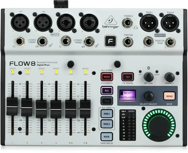 FLOW 8 8-Input Digital Mixer with Bluetooth Audio and App Control, 60 Mm Channel